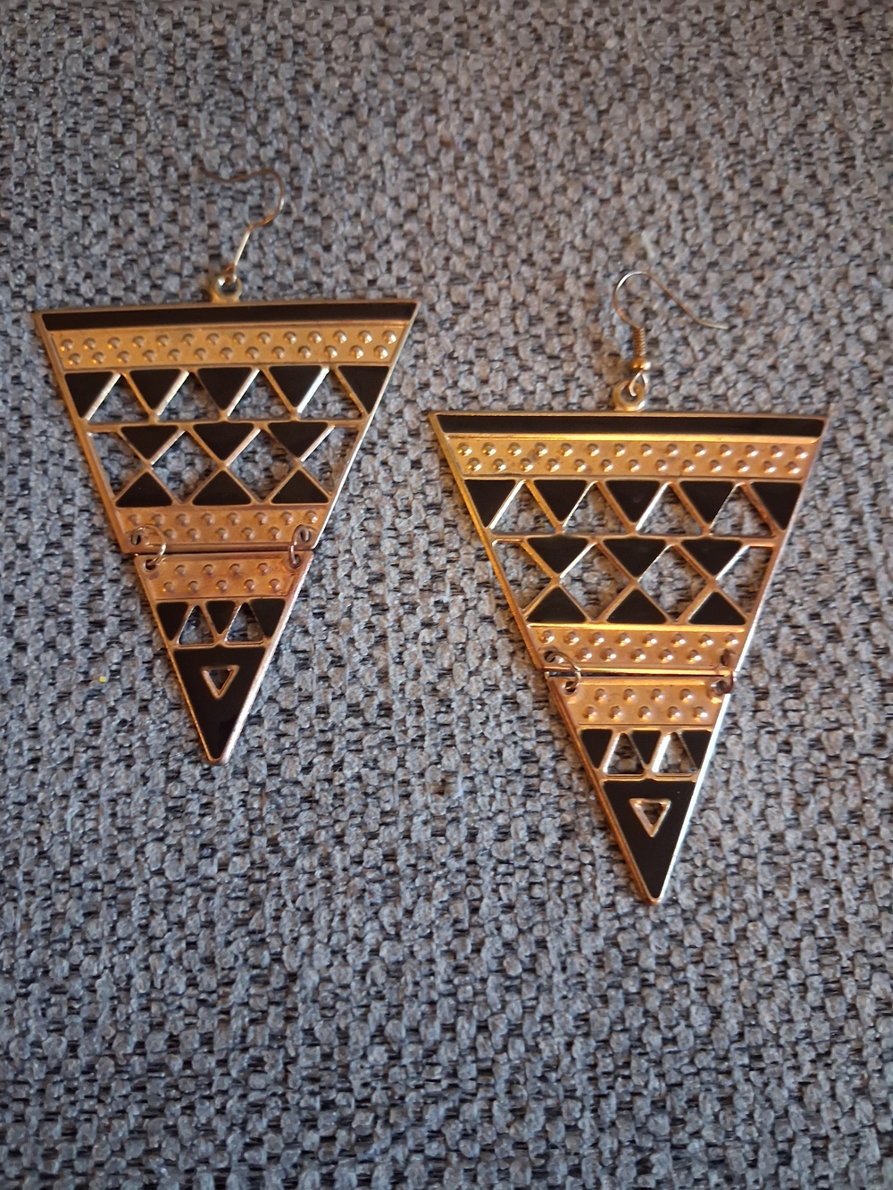 Gold Tone Triangle Geometric Drop Earrings